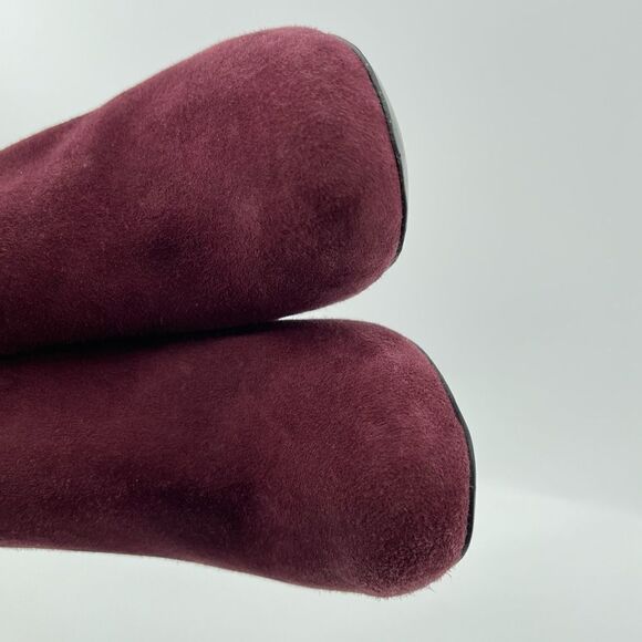 Nine West Brienne Women’s Wine Plum Leather Suede Rear Zip Heeled Booties 6.5 - Picture 10 of 16
